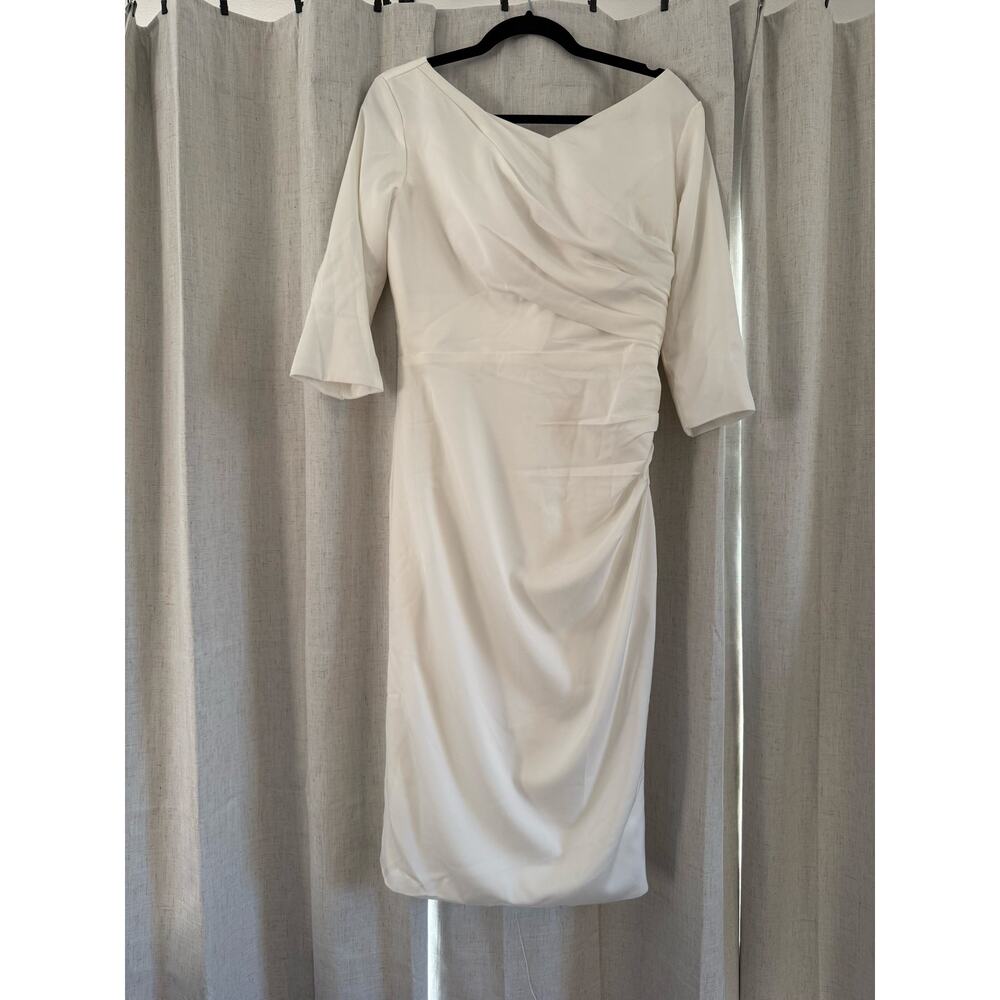 Source Unknown White Ruched Boatneck Midi Dress - Picture 2 of 4